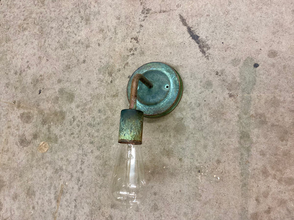Copper Lighting / Round Minimalist in Verdigris / Wall Sconce