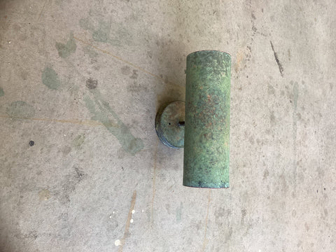 Dual Bulb Verdigris Copper Cylinder