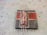 Copper Wall Art / Copper on Red on Steel / Square Art