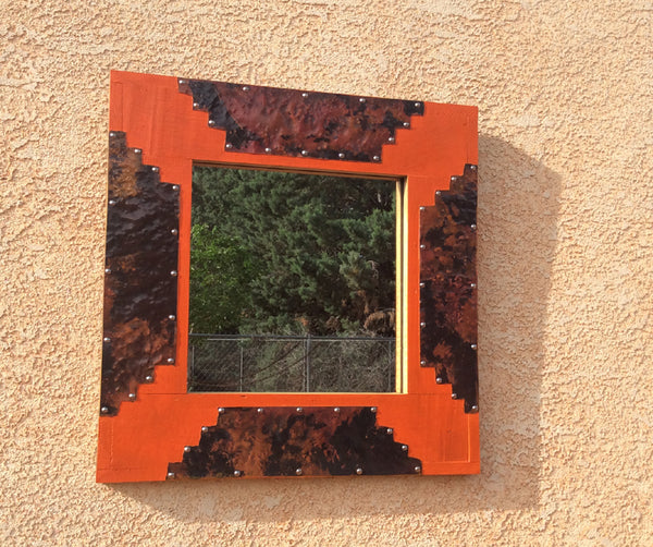Mirror / Wood + Copper / Sunset Orange / Square