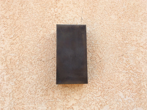 Rectange // Steel // patinaed // wall light sconce by Mike Dumas Copper Designs.