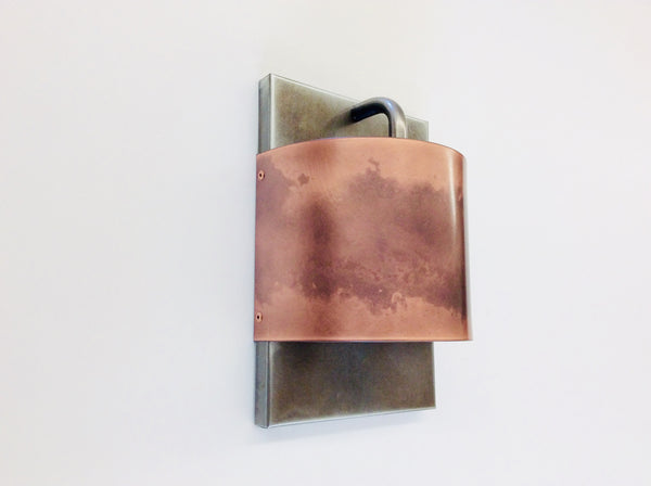 Small Contemporary Copper and Steel / Light Sconce
