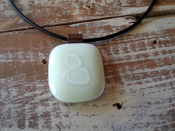 Fused glass jewelry // pendant necklace // white // summer colors at Mike Dumas Copper Designs.