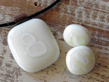 Fused glass jewelry // post earrings // white // vanilla cream jewelry by Mike Dumas Copper Designs.